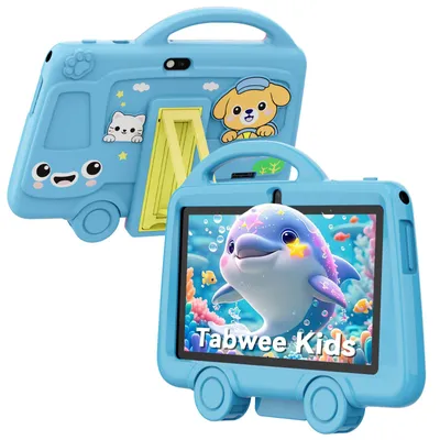 Produktbild von Tabwee K8 Kinder Tablet 7" , robuste Schutzhülle mit Griff und Ständer, Elternkontrolle, 4GB+32GB, Lern- & Spieltablet für Kinder von 3 bis 7 Jahren