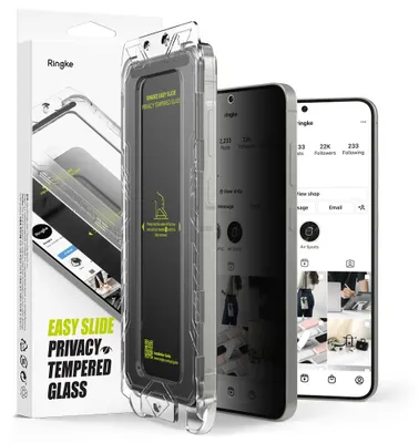 Obrázok produktu pre Ringke Easy Slide Privacy Tempered Glass (2 ks) tvrdené sklo s ochranou súkromia pre Samsung Galaxy S25 Plus – Čierne