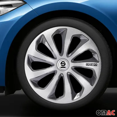 Produktbild von Radkappen Radzierblenden Sparco Sicilia 14" Zoll Abdeckung Silber Carbon Grau 4x
