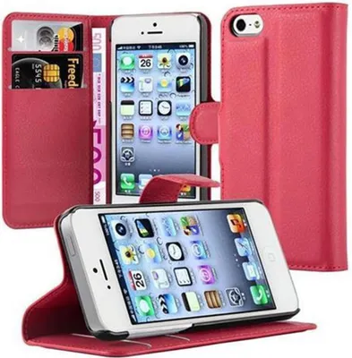 Obrázek produktu pro Cadorabo pouzdro pro Apple iPhone 5 / 5S / SE 2016 Protective Case in Red Pouzdro na mobil s magnetickým zavíráním