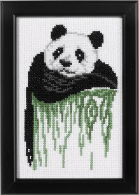 Image de Permin Kit de broderie au point de croix "Panda", motif à compter, 14x19cm, 13-9416