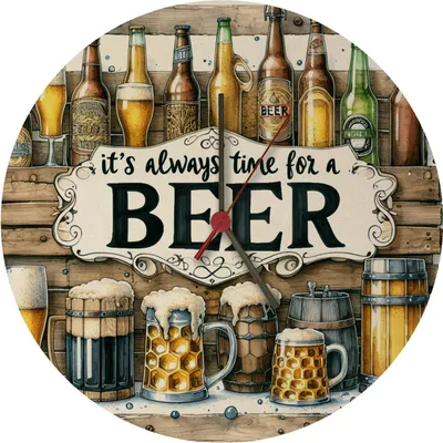 Produktbild von Bier Wanduhr aus MDF mit Spruch It's always time for a Beer
