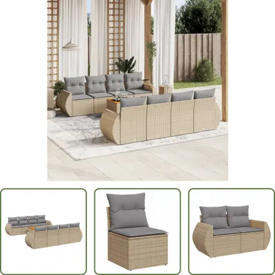 Produktbild von The Living Store 9-tlg. Garten-Sofagarnitur mit Kissen Beige Poly Rattan