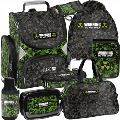 Produktbild von Mega Schulset XXL – WARNING 8-teiliges Schulranzen-Set Für Jungen & Mädchen Klasse 1–4