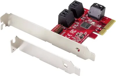 Produktbild von Renkforce RF-4599662 SATA-Controller mit 6 Anschlüssen, PCIe x4. Geeignet für (SSD): SATA-SSDs. Inklusive Low-Profile-Montageblech