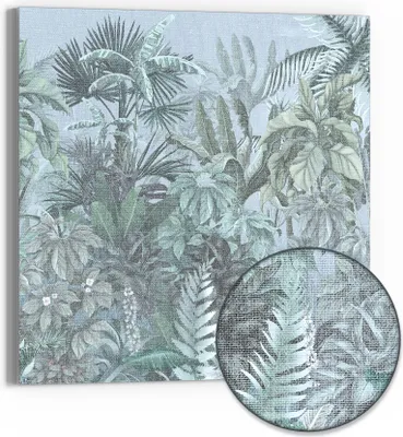 Produktbild von DEQORI Hybrid Leinwand Bild 50x50 cm 'Tropische Harmonie' Wandbild Glas flach modern