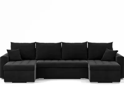 Zdjęcie produktu dla Narożnik Luis, narożnik U-kształt, sofa, kanapa, z funkcją spania, pojemnik na pościel, dekoracyjne pikowanie, meble tapicerowane, Storm 99, czarny