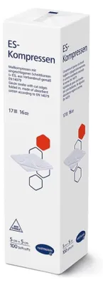 Obrázek produktu pro Kompresy Hartmann ES 17vrstvé, 16vrstvé, nesterilní 5 x 5 cm | balení (100 ks)