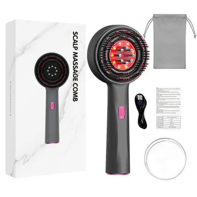 Produktbild von Kopfmassagegerät Elektrisch 2-in-1 Kopfhaut Massagebürste Elektrisch, 3 Modi, Ölspender Für Haare,360° Knetmassage (Asche)