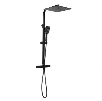 Produktbild von Duschset - Thermostat Regendusche - 30 cm Quadratischer Duschkopf - Höhenverstellbar - Handbrause mit 1,5 m Schlauch - Schwarz