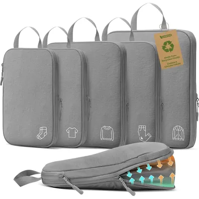 Produktbild von Kompressions-Organizer für Koffer – Set aus Packwürfeln – Nylon – Grau