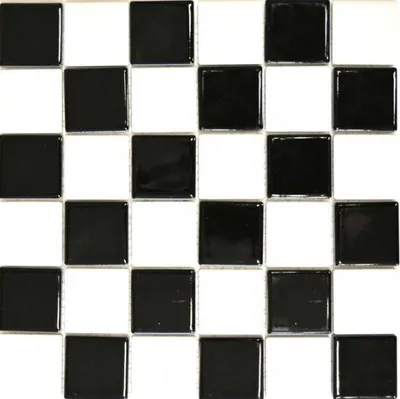 Produktbild von Küchen Mosaikfliese Fliesenspiegel Schachbrett schwarz weiß glänzend MOS16-CD200