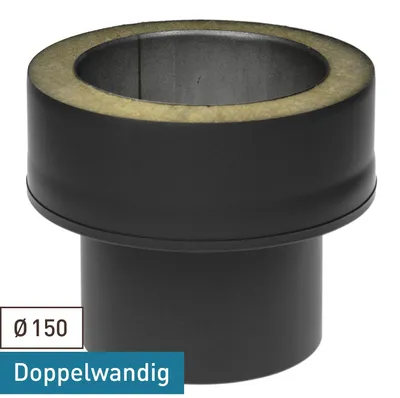 Produktbild von Raik Coltherm Adapter 150mm von EW auf DW schwarz für Rauchrohr / Ofenrohr