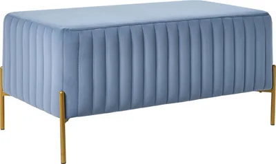 Zdjęcie produktu dla BELIANI Ławka niebieska welurowa metalowe nogi w złotym kolorze 91 x 47 cm prostokątne siedzisko w stylu glamour do salonu