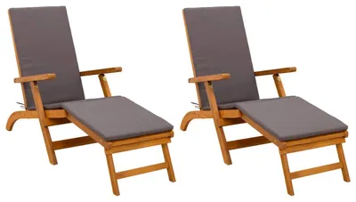 Image de vidaXL Chaise longue réglable et pliable, lot de 2, gris