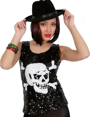 Produktbild von Top Skully Paillettentop Pailletten Karneval Fashing Kostüm M