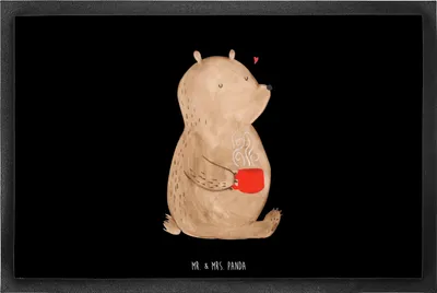 Produktbild von Mr. & Mrs. Panda fußmatte Bär Kaffee 60 x 90 cm - Schwarz - Geschenk, Coffee, Schmutzmatte, Fußabstreifer, Teddy, Bären, Schmutzfangmatte, Schuhabstreifer, Morgenroutine