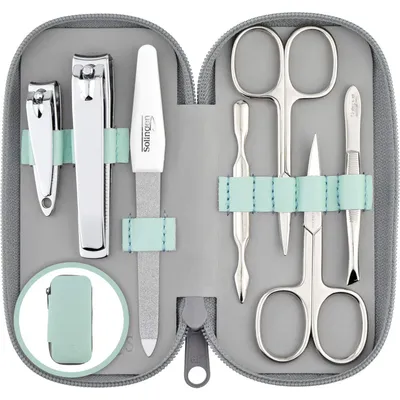 Zdjęcie produktu dla Zestaw do manicure Solingen – porównawczego o doskonałym stosunku ceny do jakości – poręczne i miękkie etui z prawdziwej skóry – 7-częściowy zestaw do paznokci ze stali pokrytej niklem na połysk