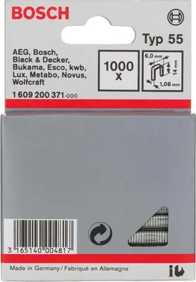 Produktbild von Schmalrückenklammer Typ 55, 6 x 1,08 x 14 mm, 1000er-Pack
