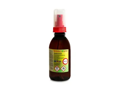 Obrázok produktu pre Ecoliquid ANTIVIRAL dezinfekčný prostriedok na ruky s vôňou pomaranča a klinčeka – proti vírusom, baktériám a plesniam, 150 ml sprej