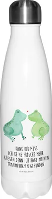 Produktbild von Mr. & Mrs. Panda Trinkflasche Frosch Liebe - Weiß - Geschenk, Hochzeitstag, Wasserflasche, thermobehälter, trinkflaschen, Frösche, Thermos, Verheiratet, Froschkönig