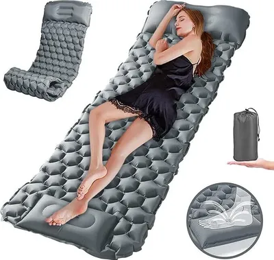 Produktbild von Isomatte Outdoor,Luftmatratze Selbstaufblasend mit Fußpresse Pumpe,2m Ultraleichte Aufblasbare Isomatte Camping,wasserdichte Klappbare Matratze,Grau
