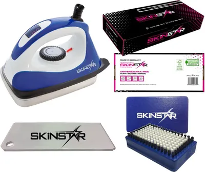 Image de Kit complet de fers à farter SkinStar : fer numérique, brosse, fart & lame de raclage pour les sports d'hiver