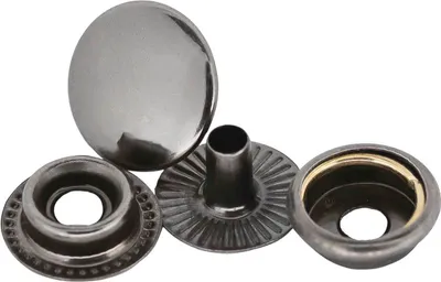 50 Stk Druckknopf ROSTFREI rund Verschlüsse Schnappknopf Metall anthrazit Ring-Feder 15mm