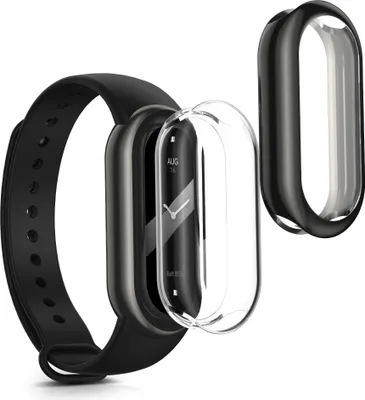 Produktbild von kwmobile 2x Silikon Hülle für Xiaomi Mi Band 8 Schutzhülle - Fullbody Display Cover Set aus Silikon - Transparent Schwarz