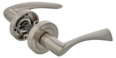 Produktbild von Solidchoice – Set aus 2 modernen Türgriffen mit Rosette, gebürsteter Chromoptik