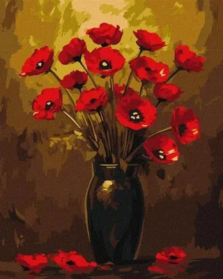 Produktbild von Malen nach Zahlen – Mohnblumenstrauß, 40x50 cm – Ideyka