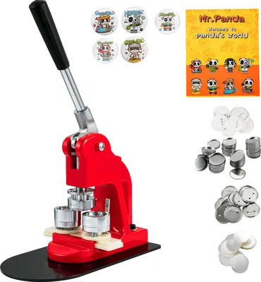 Zdjęcie produktu dla SucceBuy 32 mm guzikarka, zestaw do samodzielnego przypinania z 500 częściami, wycinarką do kółek i magiczną książeczką - idealna do robienia prezentów i dekoracji