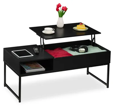 Image de Table basse pliante avec rangement, noire