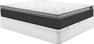 Produktbild von Set 180 x 200 cm Rahmen mit weißer Box + 30 cm dicke Hybridmatratze mit Taschenfedern und integriertem Topper - GAMIANI by YSMÉE