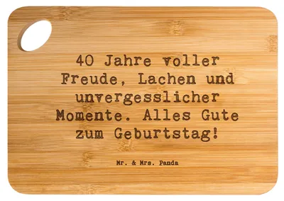 Produktbild von Mr. & Mrs. Panda Frühstücksbrettchen Spruch 40. Geburtstag Freude - Transparent - Geschenk, 40 Jahre, Freunde, feiern, Hackbrett, Frühstücksbrett, Happy Birthday, Familie