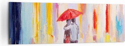 Produktbild von Bild auf Leinwand - Leinwandbild - Liebhaber Regenschirm - 160x50cm - Wand Bild - Wanddeko - Leinwanddruck - Bilder - Kunstdruck - Wanddekoration - Leinwand bilder - Wandkunst - AB160x50-3692