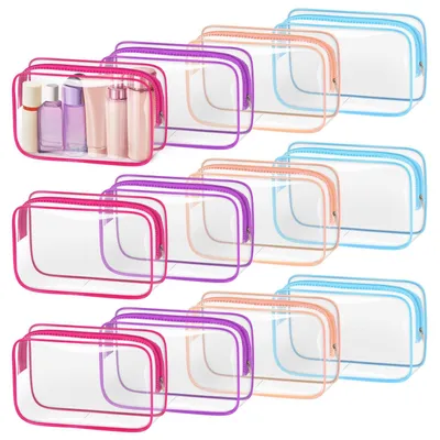 Immagine prodotto di Set di 12 sacchetti da toilette trasparenti per viaggi