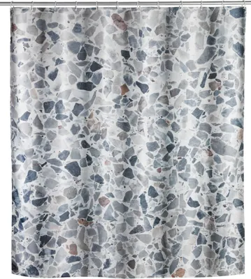 Produktbild von WENKO Dusch Vorhang Badewannen Ringe 180 x 200 cm Terrazzo Dusche waschbar
