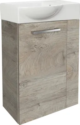Produktbild von Fackelmann SBC STANFORD Gäste WC Set 2-teilig 45 cm, Braun hell, links, Keramik Hahnloch rechts
