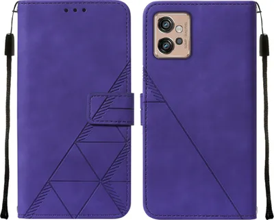 Produktbild von Moto G32 Hülle, Schlank Prägung Flip Leder Kartenfächer Schutzhülle mit Ständer für Motorola Moto G32 Lila