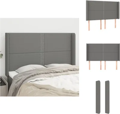 Produktbild von vidaXL Kopfteil mit Ohren Dunkelgrau 147x16x118/128 cm Stoff -  Kopf- & Fußenden