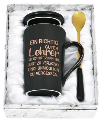 Productafbeelding van Afscheidscadeau voor een leraar: keramische mok, zwart, 400 ml, met tekst