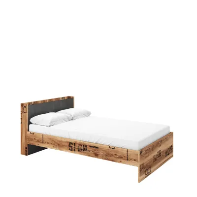 Productafbeelding van MINIO, kinderbed FARGO 15, met hoofdeinde en opbergruimte – Alpenfichte / ruw staal – 126 cm