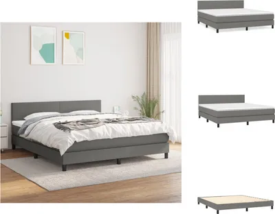 Produktbild von vidaXL Boxspringbett mit Matratze Dunkelgrau 180x200 cm Stoff -  Betten & Bettgestelle