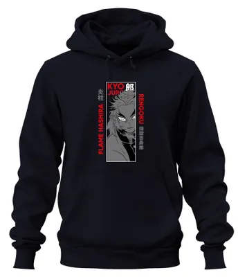 Produktbild von Kyojuro Rengoku Flame Hashira Kimetsu no Yaiba Anime Hoodie Kapuzenpullover, Navy, S