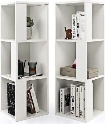 Produktbild von 2er Set Bücherregal mit 6 offenen Fächern, moderne Standregal 3 Etagen, Aktenregal für Wohnzimmer, Schlafzimmer, Weiß