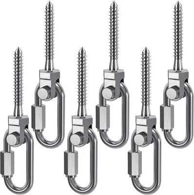 Imagen del producto de Ganchos para techo de acero inoxidable M10, 6 unidades, giratorios, para columpios y sillones colgantes