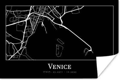 Produktbild von MuchoWow® Poster Stadtplan - Venedig - Karte - Venedig 90x60 cm - Schlafzimmer