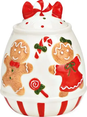 Produktbild von Weihnachtliche Aufbewahrungsdose mit Lebkuchenfiguren, 14 x 11 cm