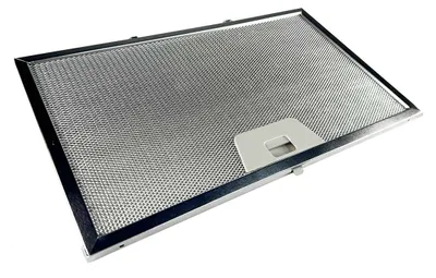 A metal grease filter for a kitchen hood, shown from a diagonal angle against a white background.